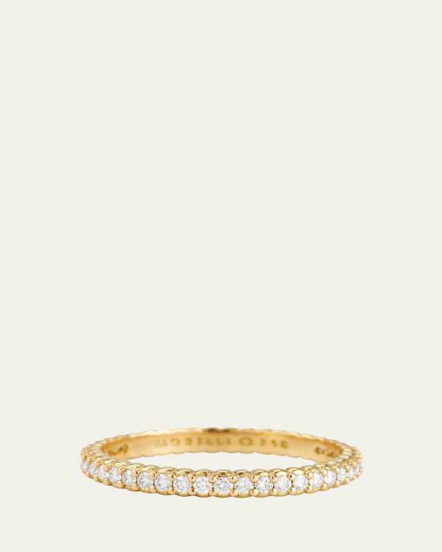 18K Yellow Gold Pinpoint Diamond Eternity Band Ring